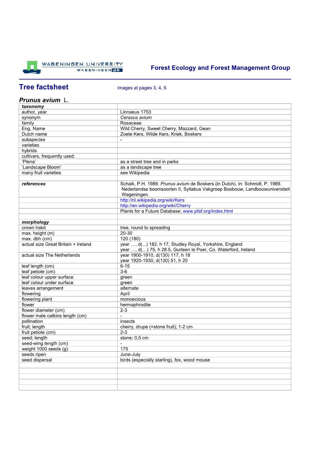 Tree Factsheet Images at Pages 3, 4, 5