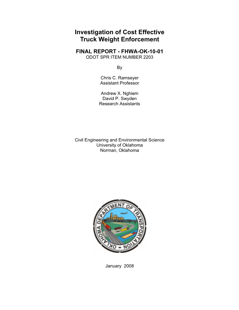 Investigation of Cost Effective Truck Weight Enforcement