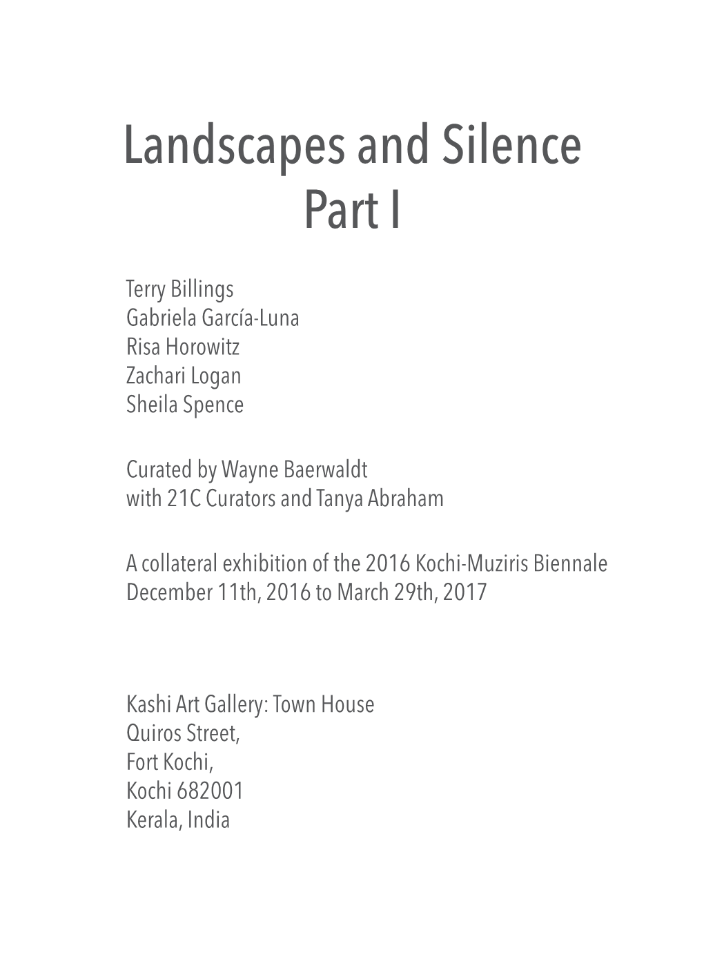 Landscapes and Silence Part I