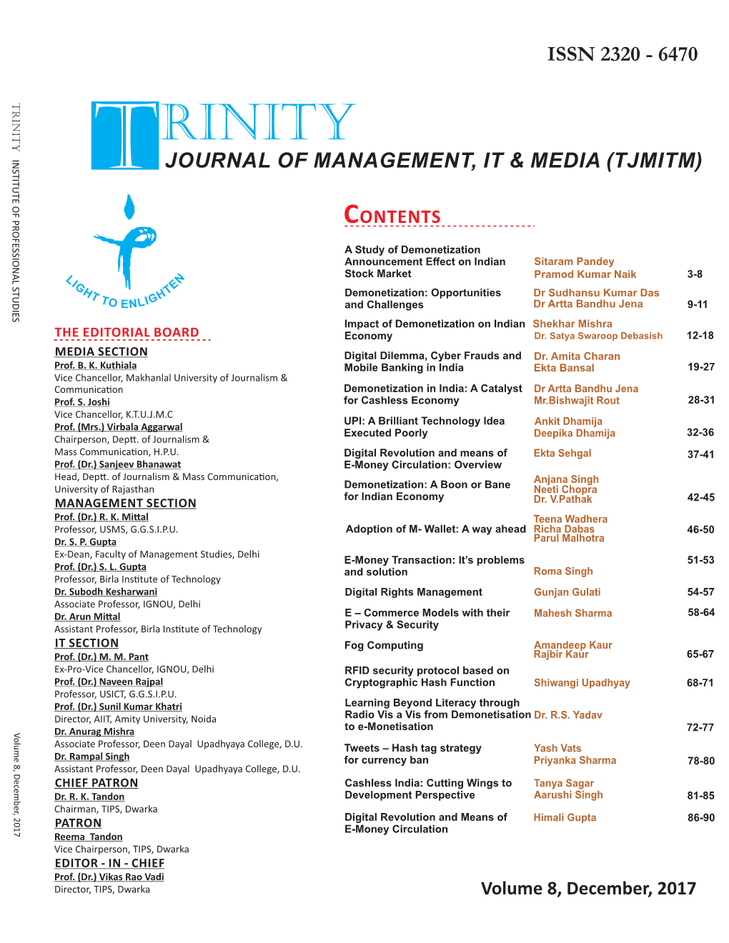 Rinity Journal of Management, It & Media (Tjmitm)