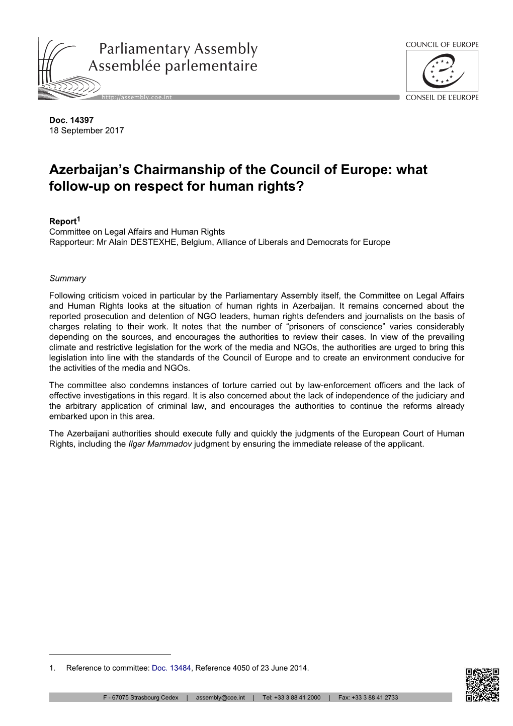 Azerbaijan's Chairmanship of the Council of Europe