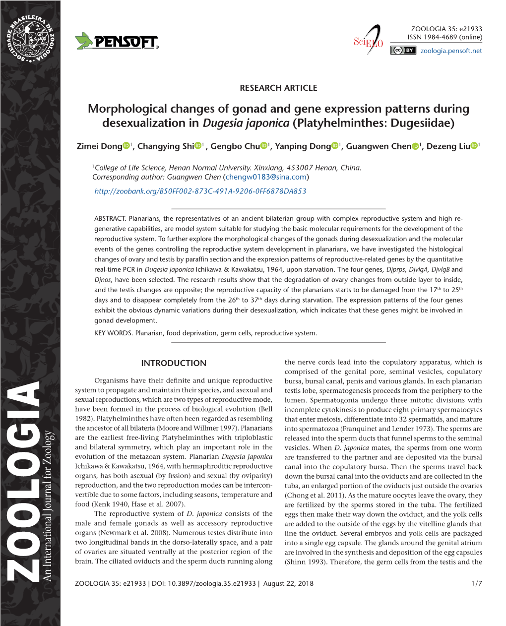 Morphological Changes of Gonad and Gene Expression Patterns During Desexualization in Dugesia Japonica (Platyhelminthes: Dugesiidae)