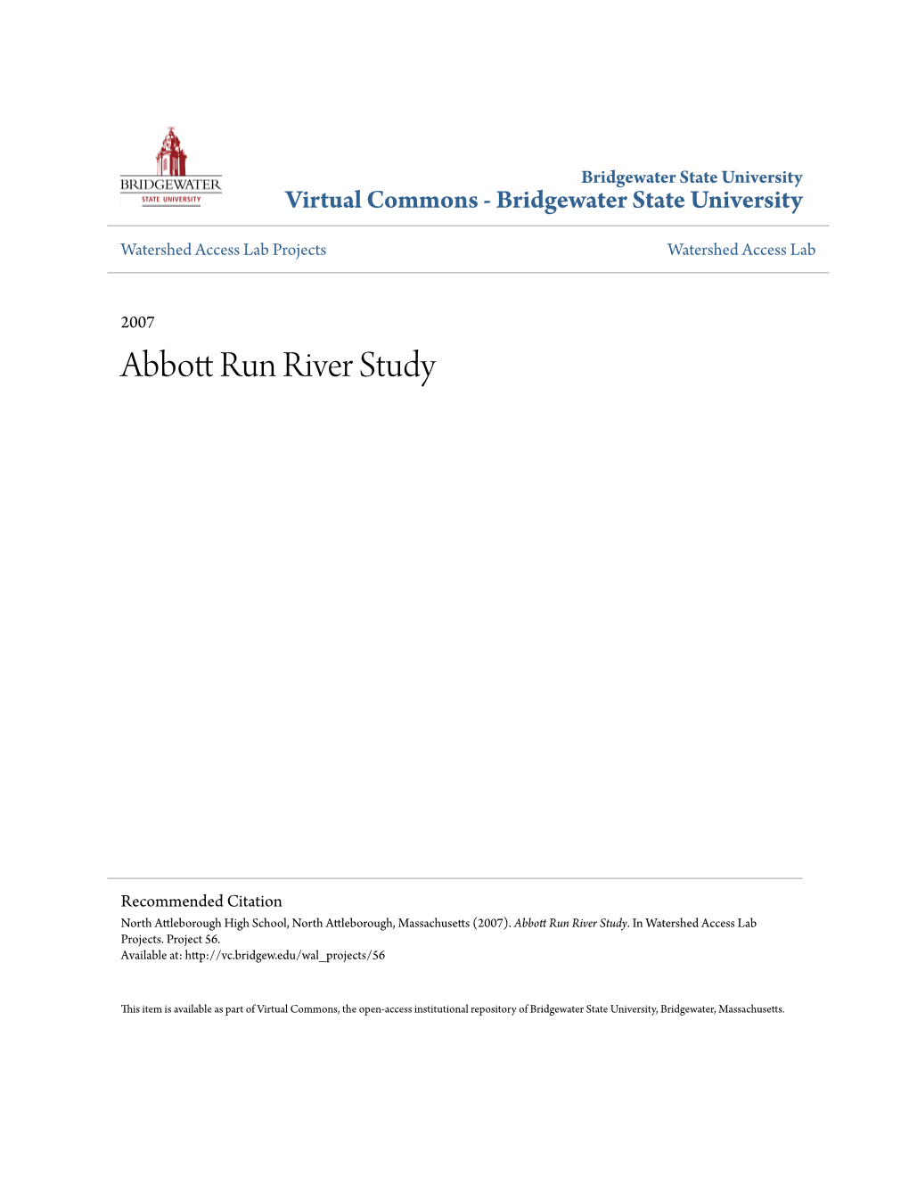 Abbott Run River Study