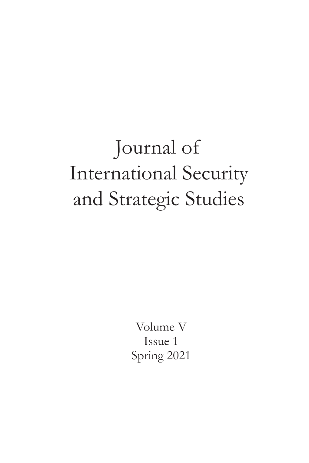 Journal of International Security and Strategic Studies