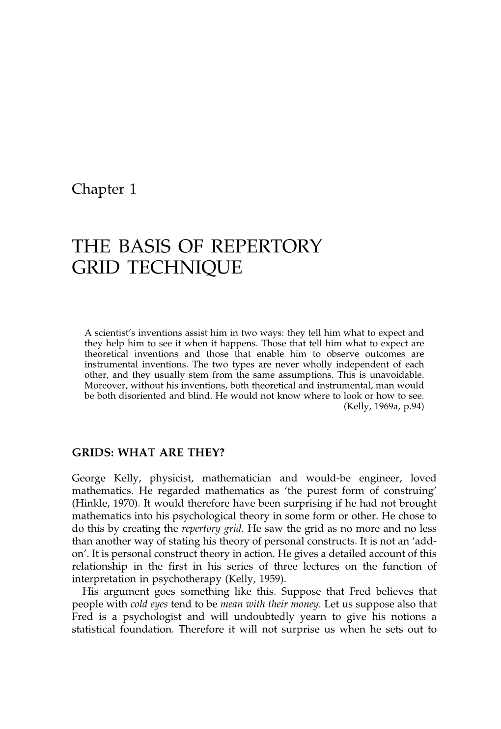 The Basis of Repertory Grid Technique