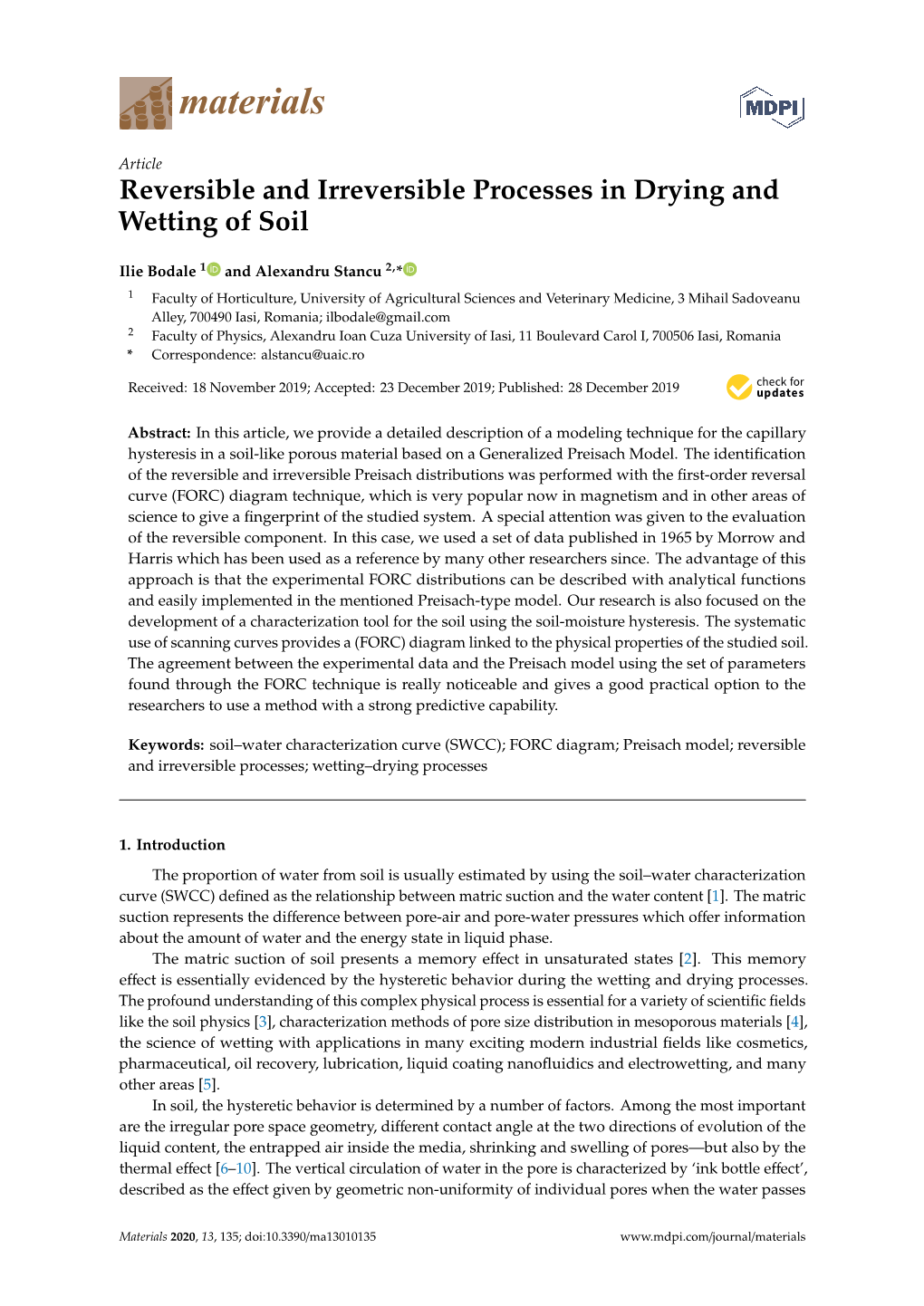 Reversible and Irreversible Processes in Drying and Wetting of Soil