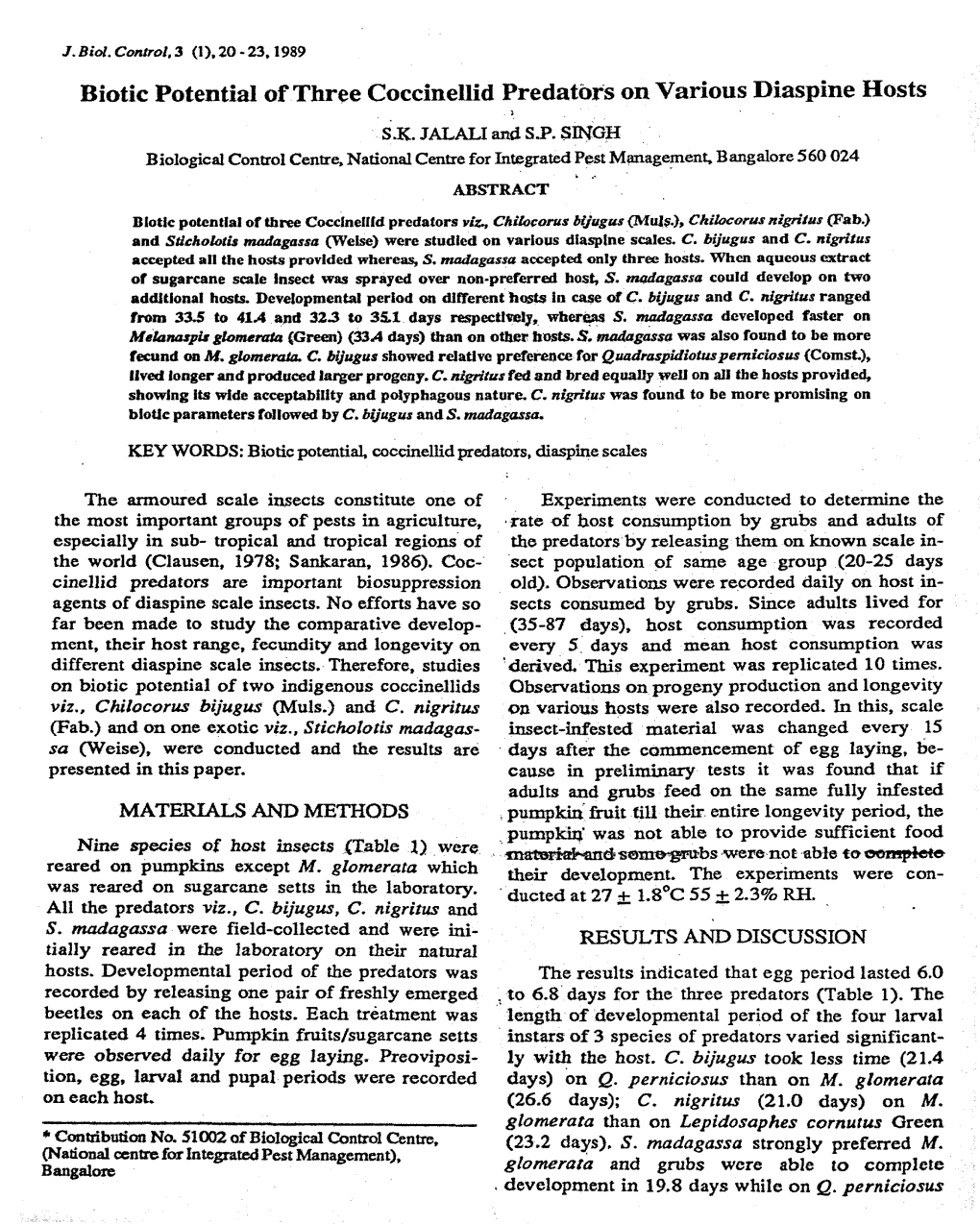 Biotic Potential of Three Coccinellid Predators on Various Diaspine Hosts