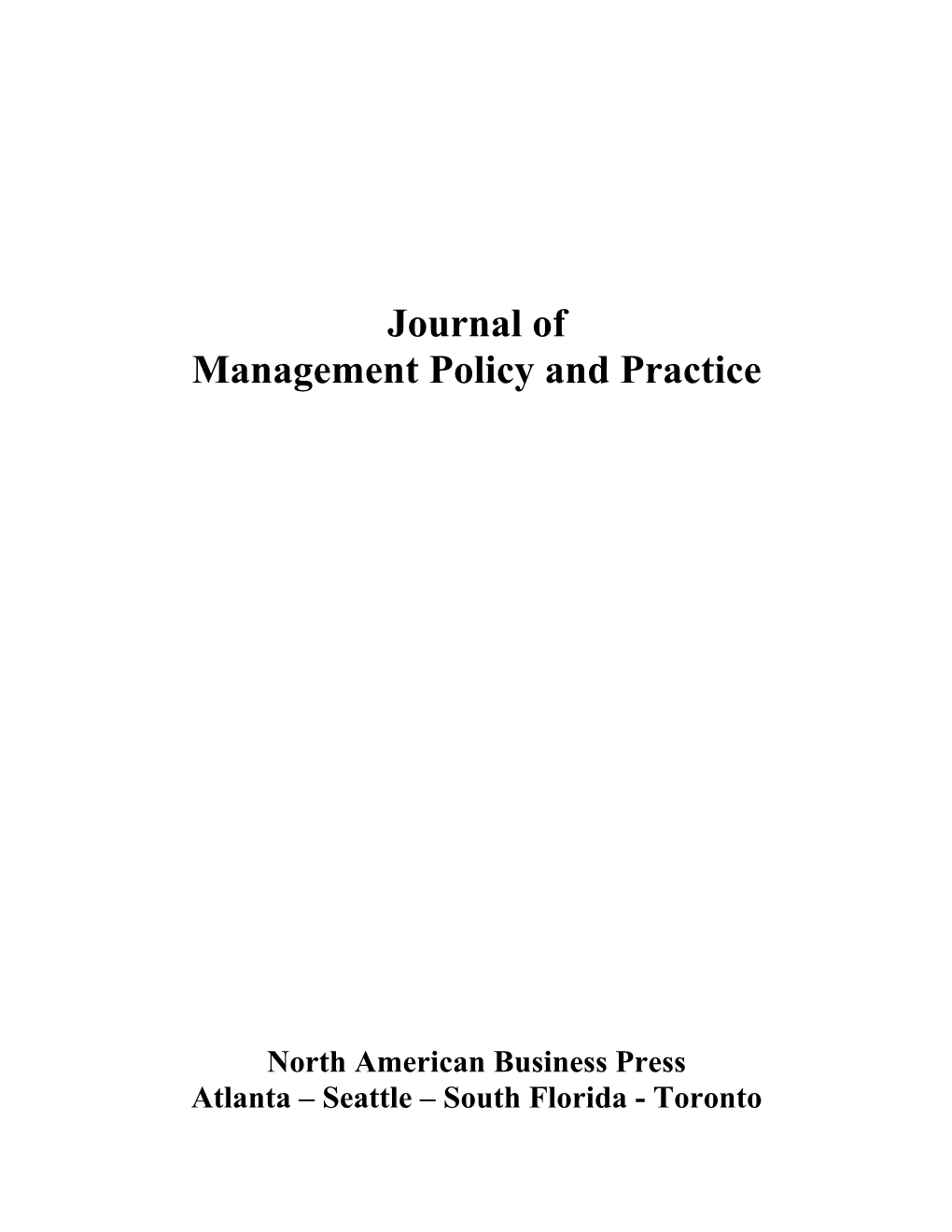 Journal of Management Policy and Practice