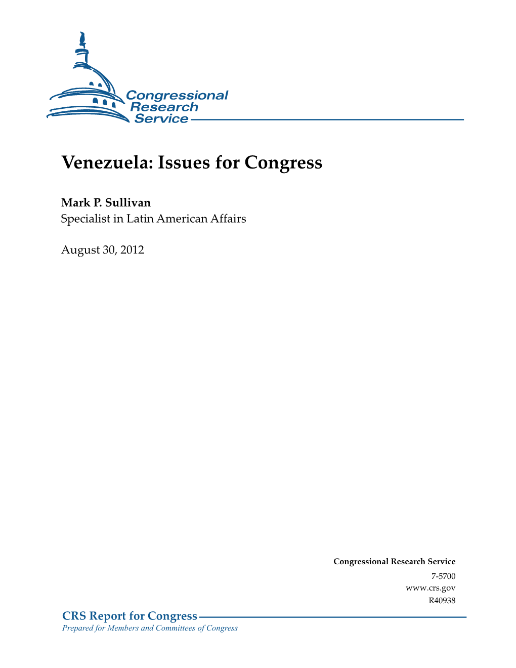 Venezuela: Issues for Congress