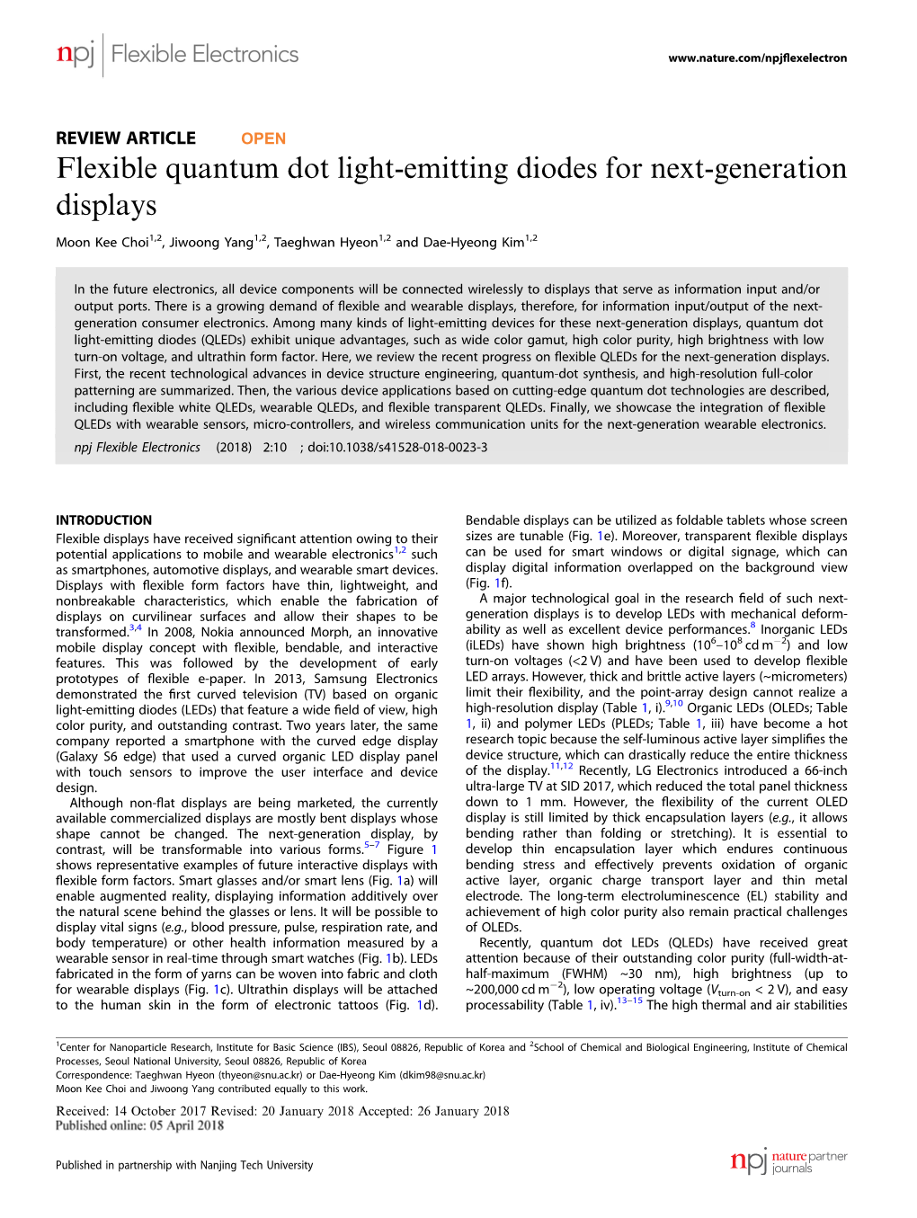 Flexible Quantum Dot Light-Emitting Diodes for Next-Generation Displays