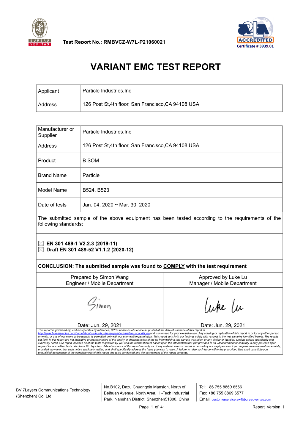 EN 301 489 Test Report