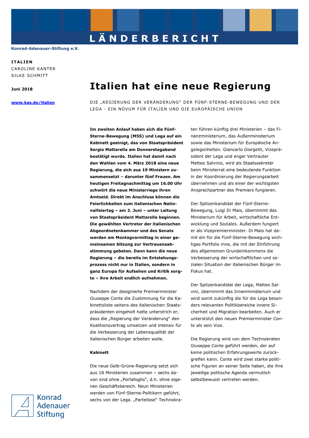 Italien Hat Eine Neue Regierung