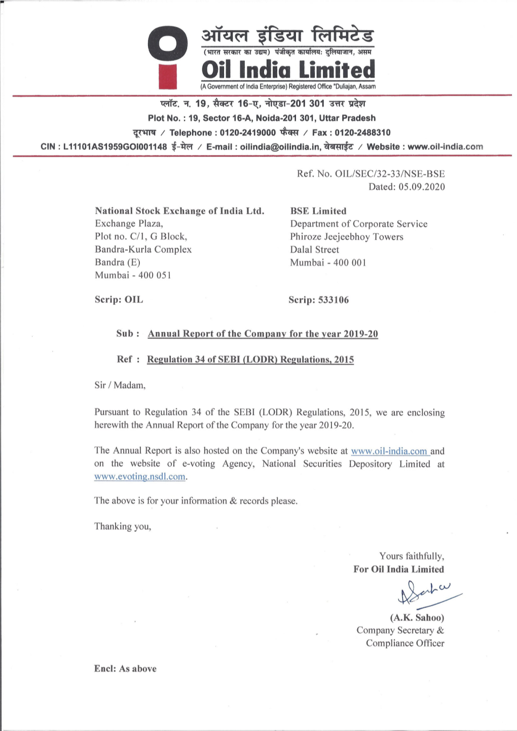 Oil India Limited (A Government of India Enterprise) Registered Office 