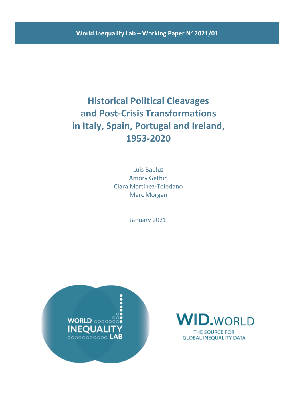 Historical Political Cleavages and Post-Crisis Transformations in Italy, Spain, Portugal and Ireland, 1953-2020