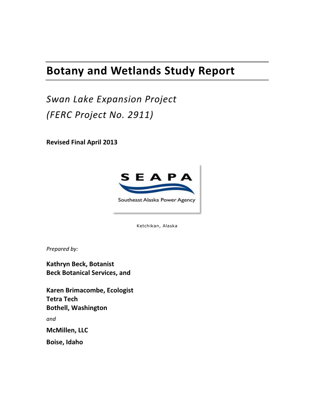 Botany and Wetlands Study Report