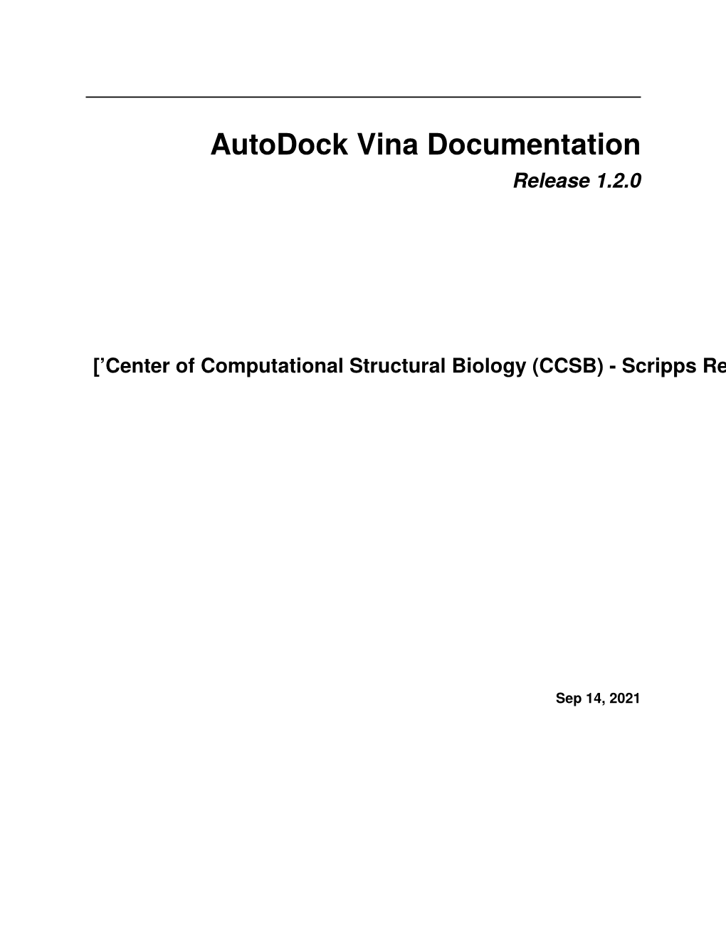 Autodock Vina Documentation Release 1.2.0