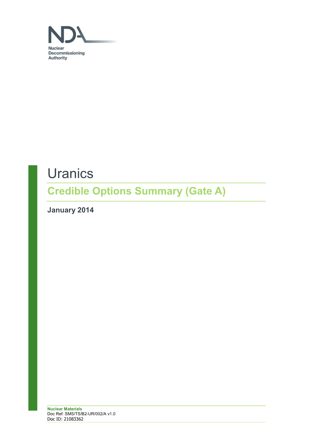 Uranics Credible Options Summary (Gate A)