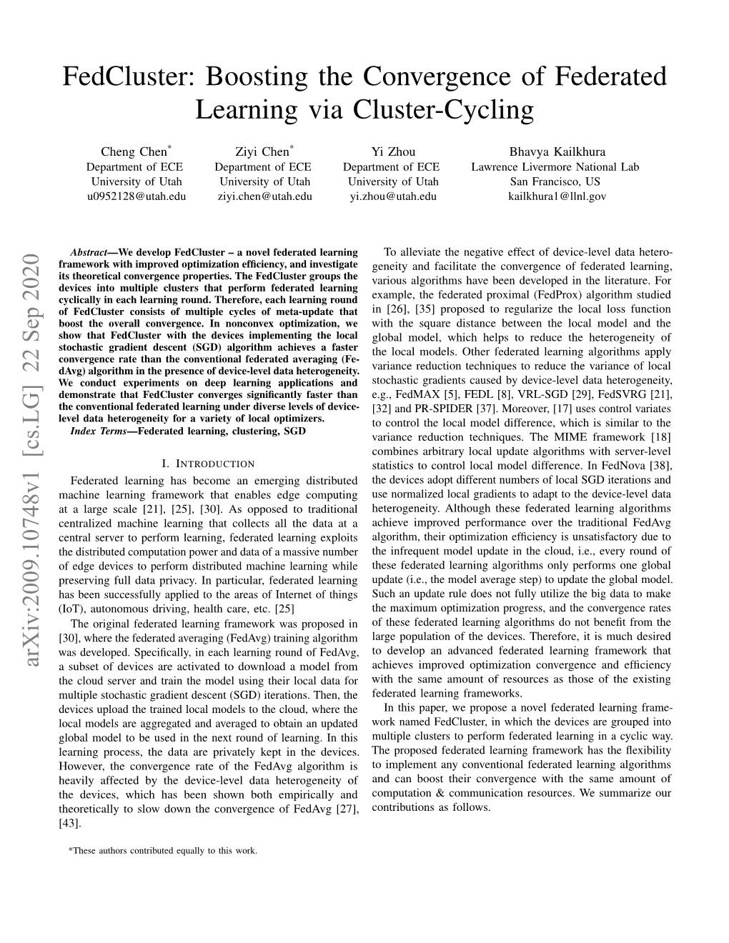 Boosting the Convergence of Federated Learning Via Cluster-Cycling