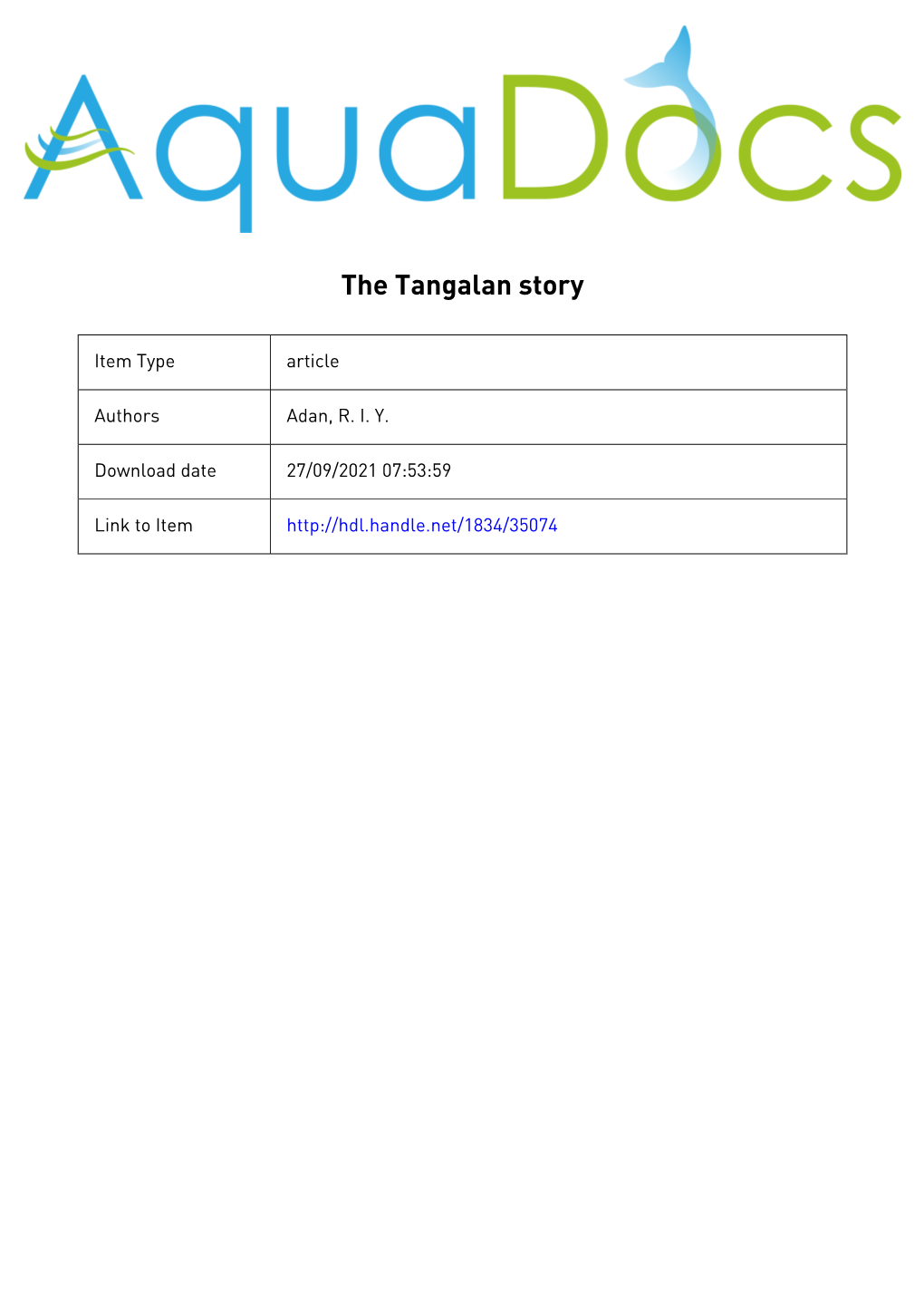 The Tangalan Story