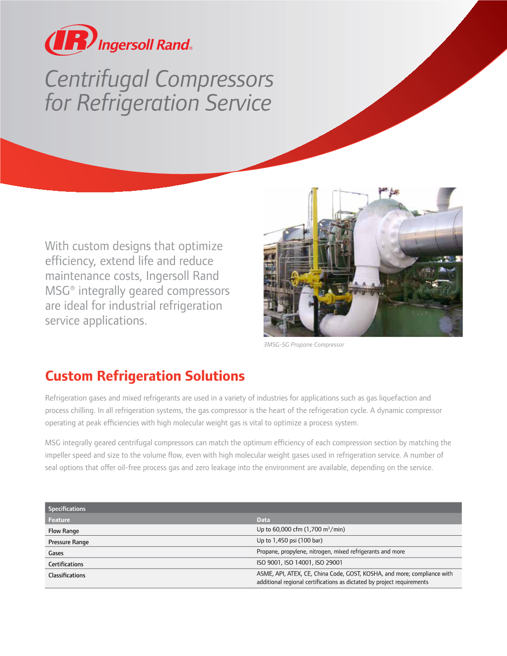 Centrifugal Compressors for Refrigeration Service