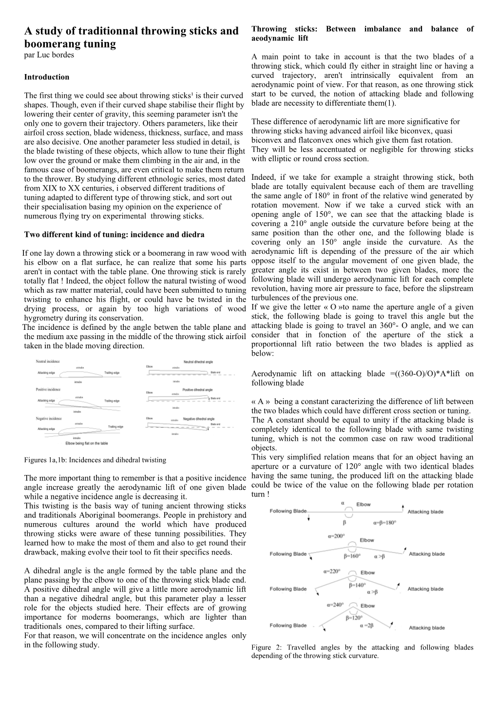 A Study of Traditionnal Throwing Sticks and Boomerang Tuning