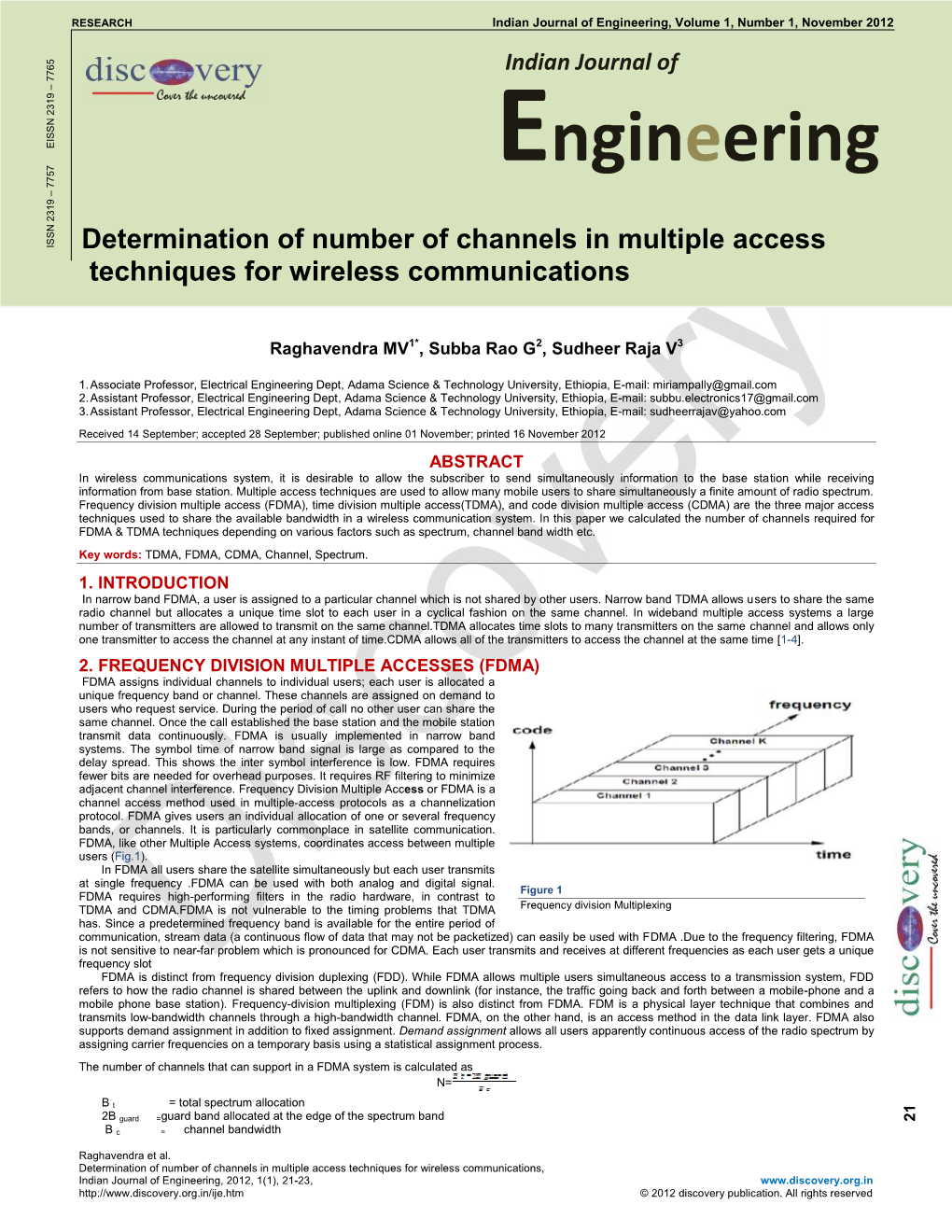 Engineering, Volume 1, Number 1, November 2012 RESEARCH 5 6