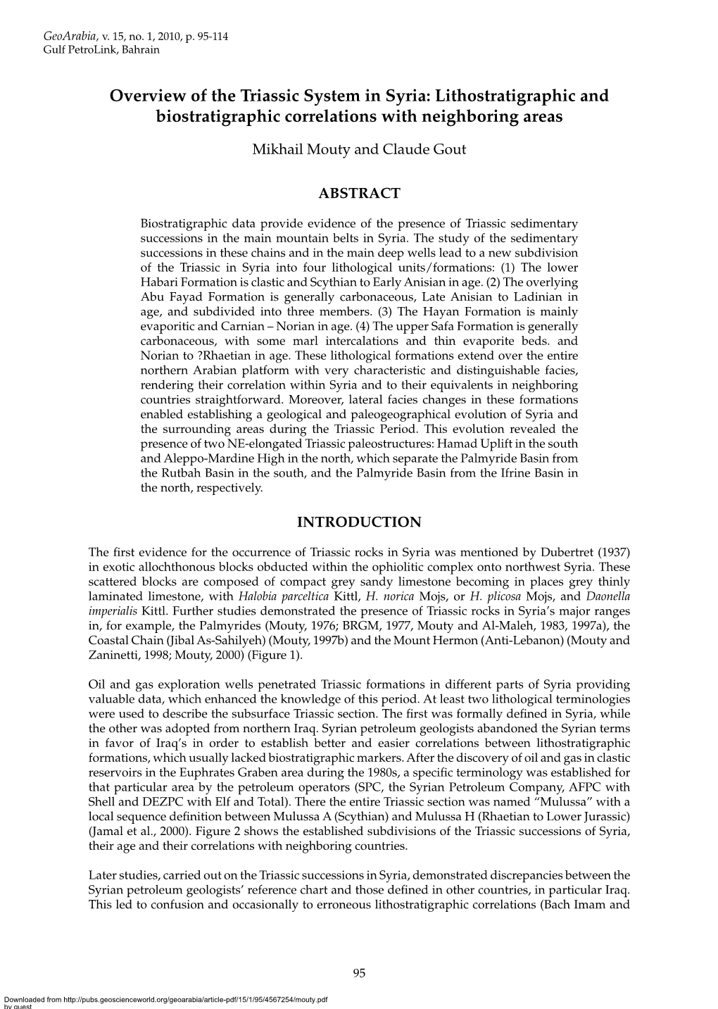 Overview of the Triassic System in Syria: Lithostratigraphic and Biostratigraphic Correlations with Neighboring Areas