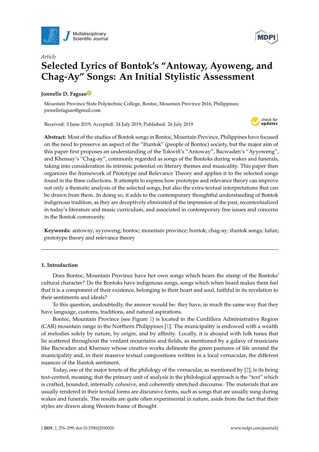 Songs: an Initial Stylistic Assessment