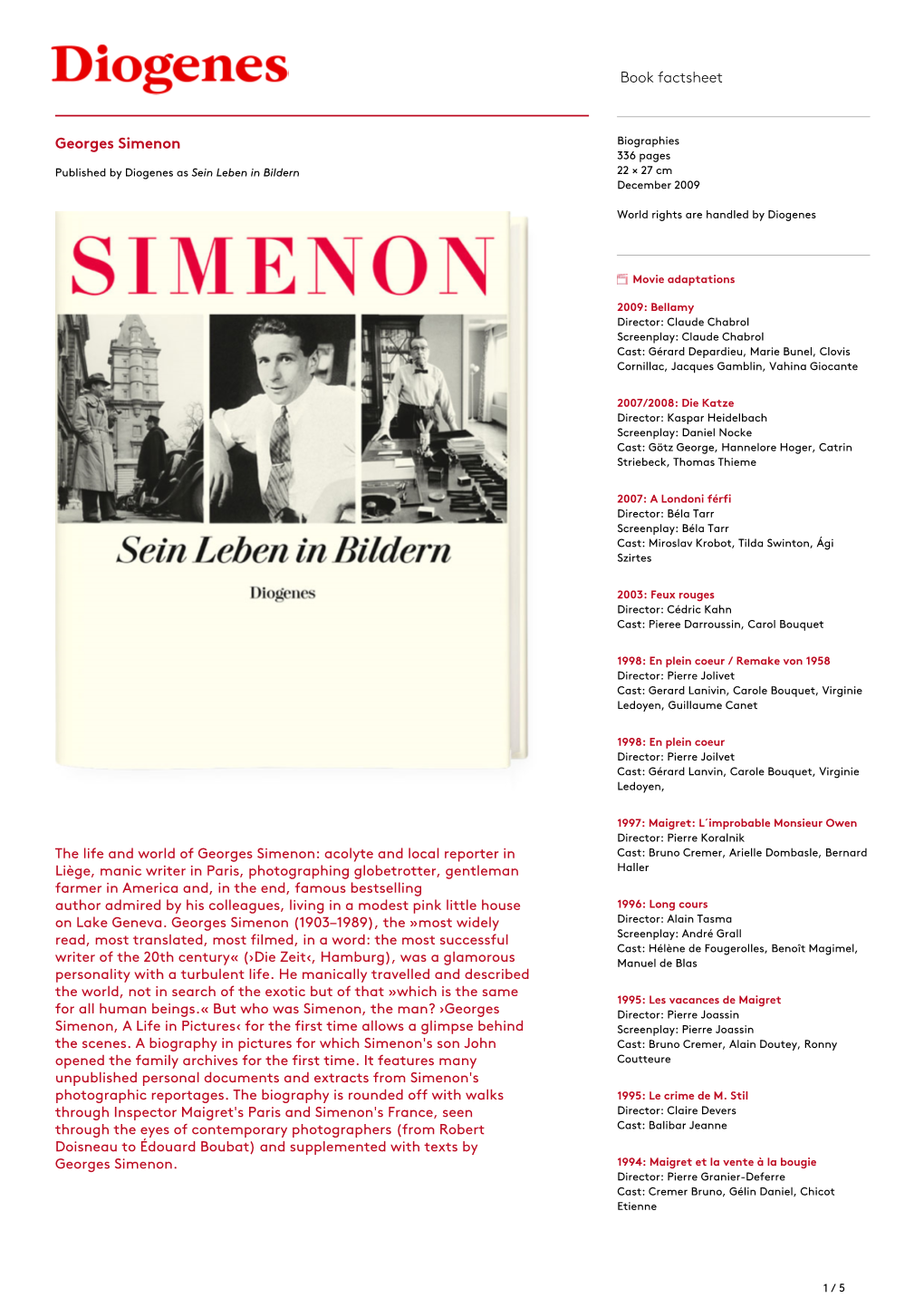 Book Factsheet Georges Simenon