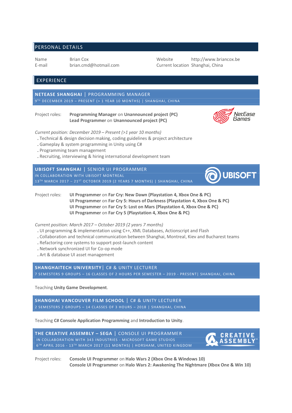 View Curriculum Vitae As