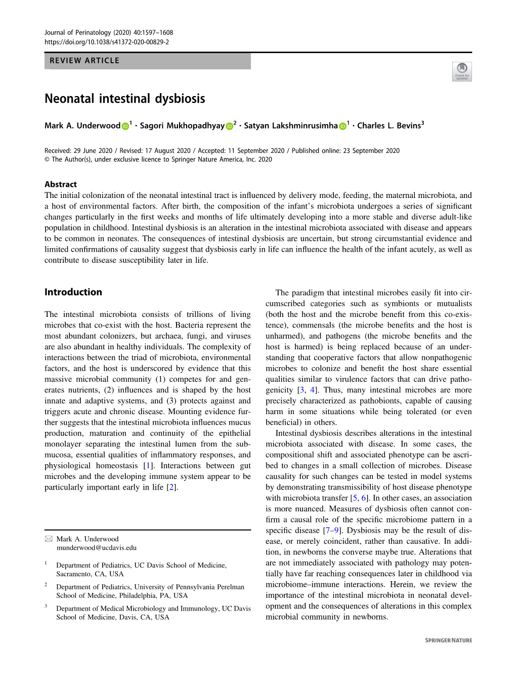 Neonatal Intestinal Dysbiosis