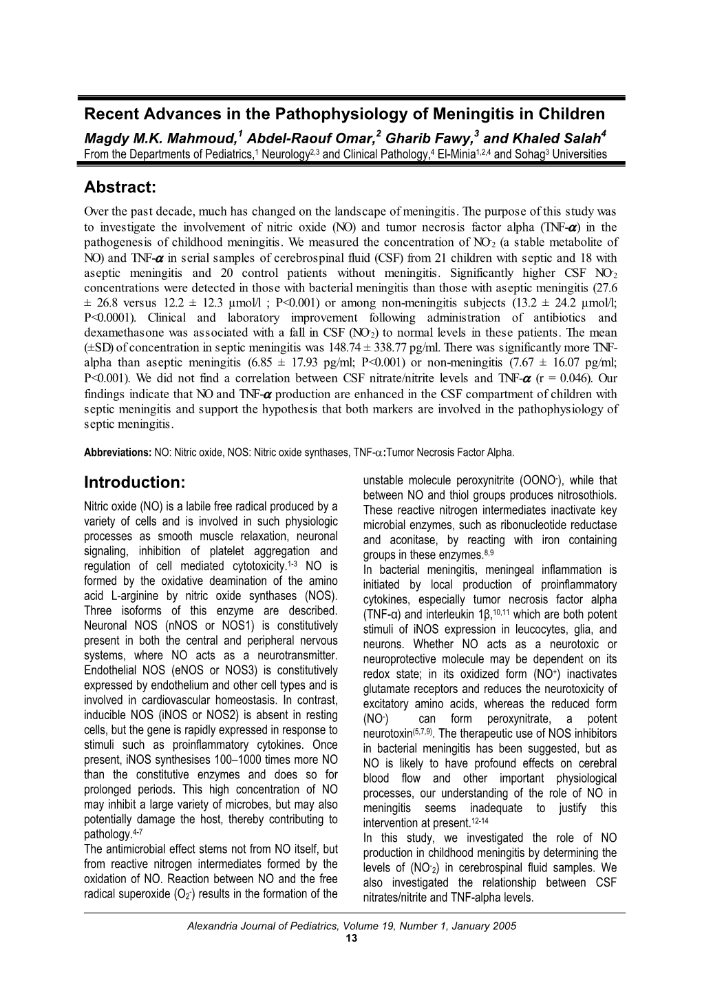 Recent Advances in the Pathophysiology of Meningitis in Children Magdy M.K