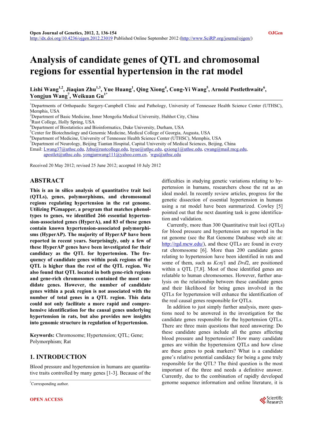 Analysis of Candidate Genes of QTL and Chromosomal Regions for Essential Hypertension in the Rat Model