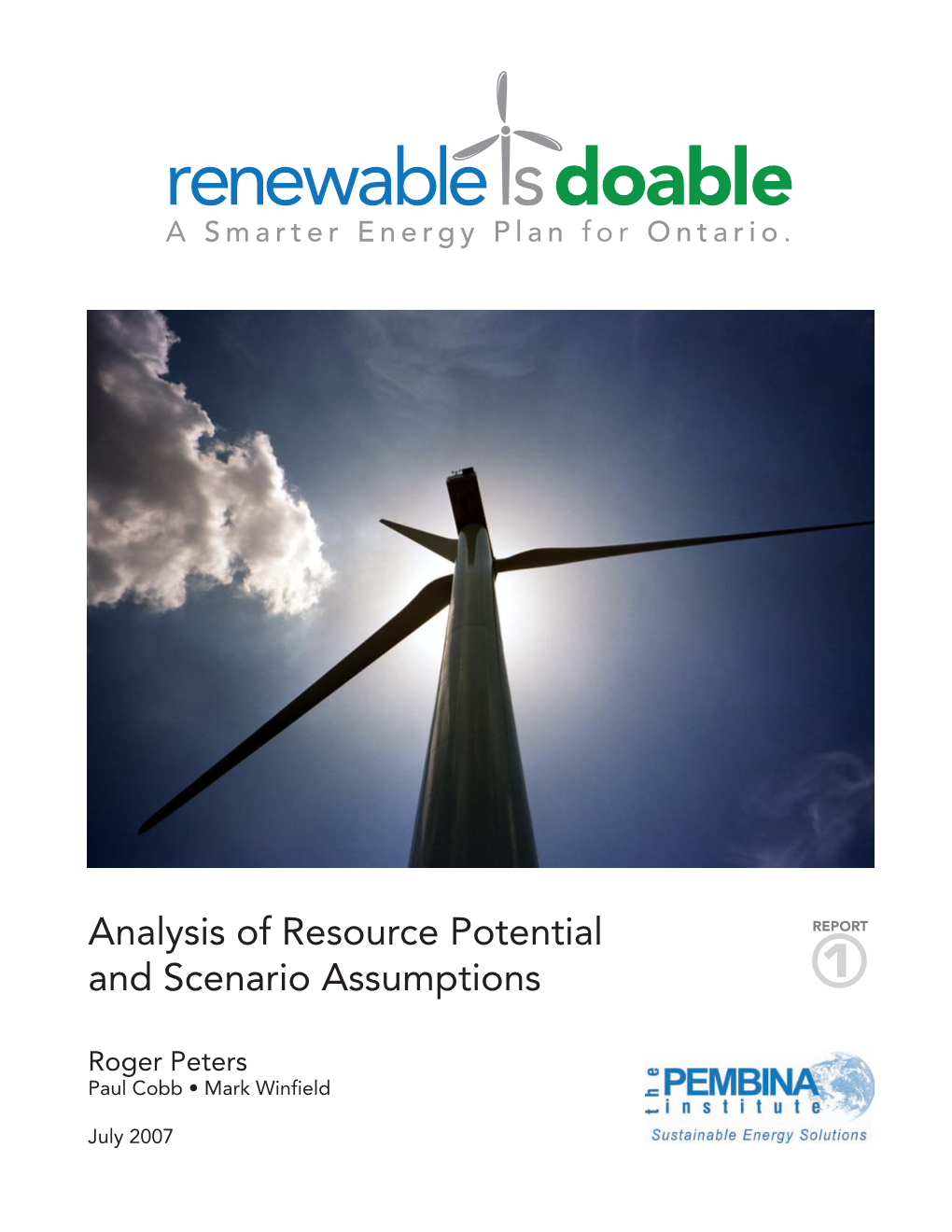 Analysis of Resource Potential and Scenario Assumptions