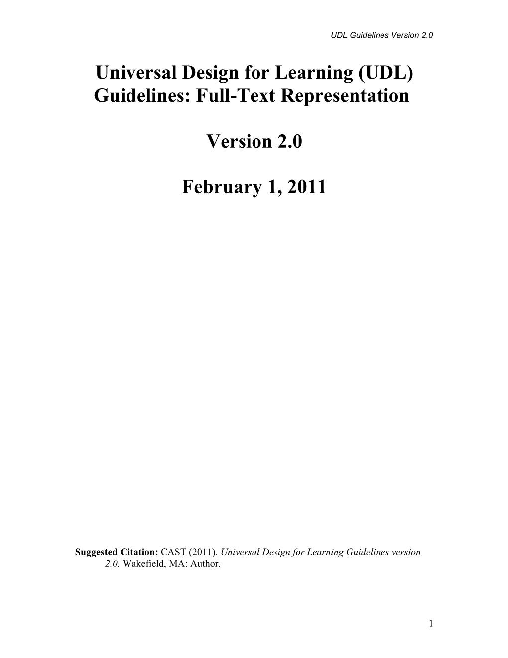 Universal Design for Learning (UDL) Guidelines: Full-Text Representation