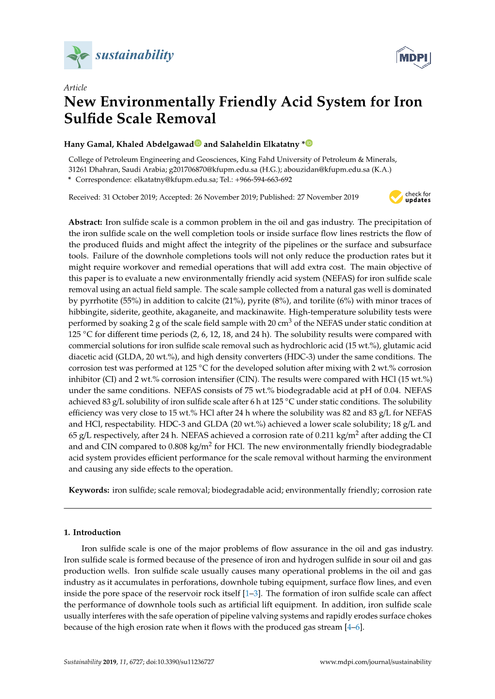 New Environmentally Friendly Acid System for Iron Sulfide Scale