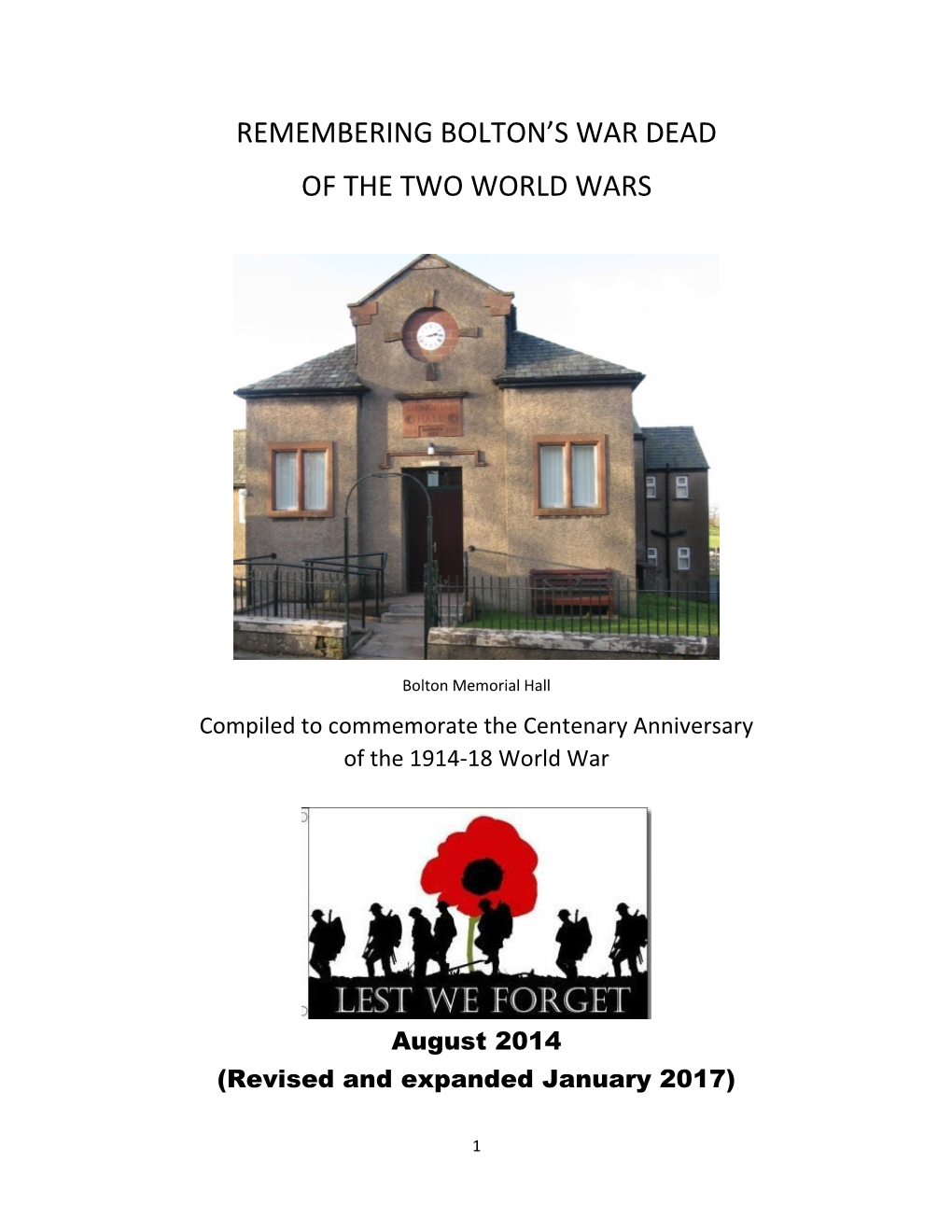 Remembering Bolton's War Dead of the Two World Wars