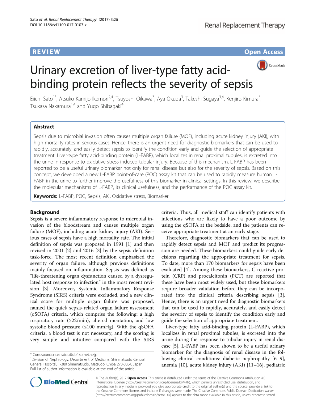 Urinary Excretion of Liver-Type Fatty Acid-Binding Protein Reflects the Severity of Sepsis