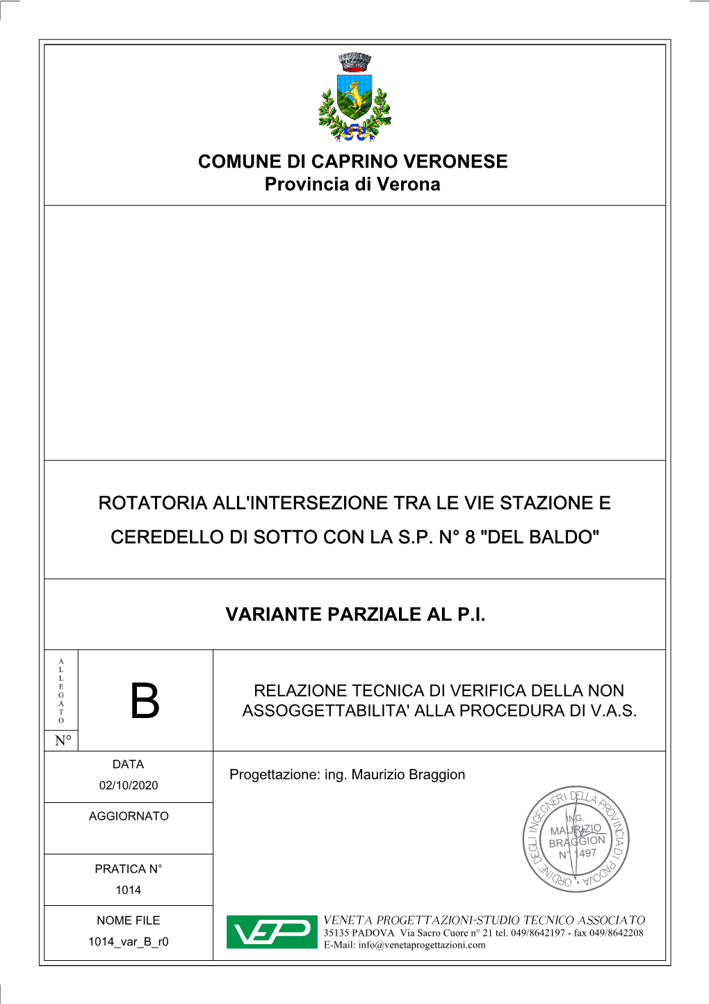 COMUNE DI CAPRINO VERONESE Provincia Di Verona VARIANTE