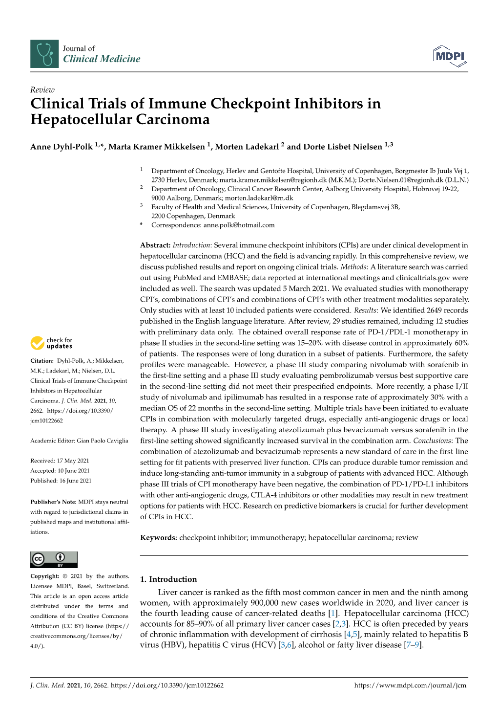 Clinical Trials of Immune Checkpoint Inhibitors in Hepatocellular Carcinoma