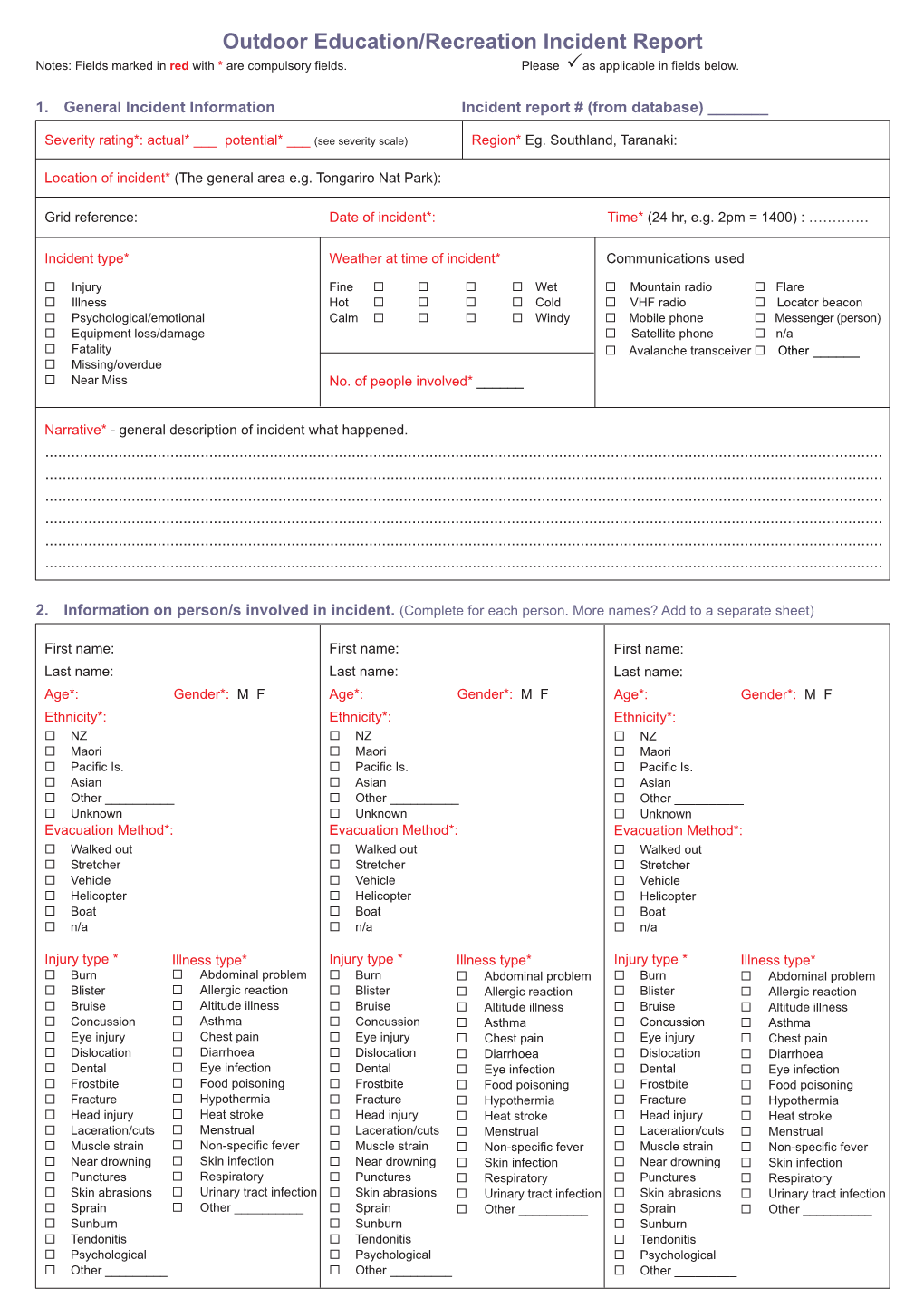 New Zealand 4.5 Outdoor Ed NID Report Form.Pdf