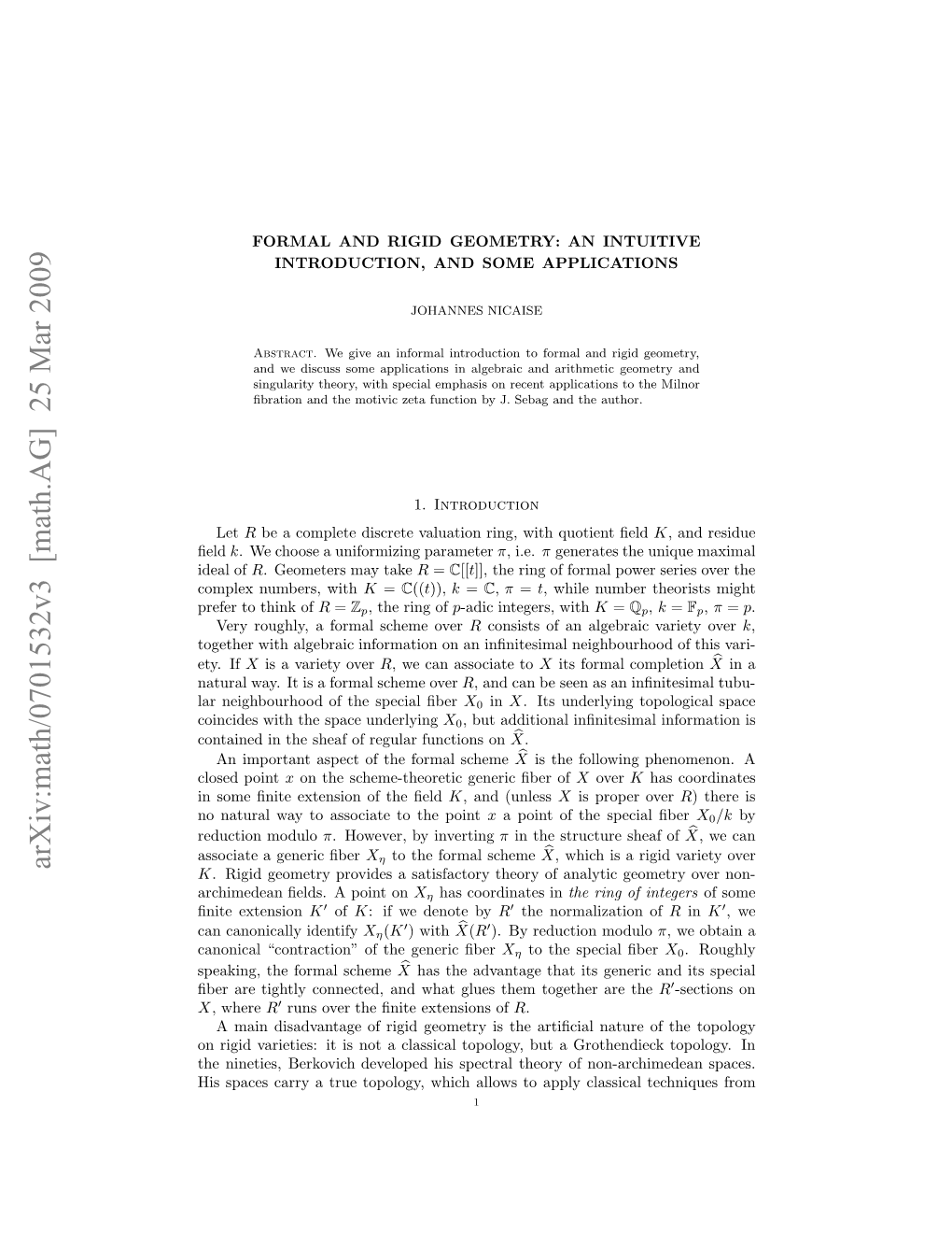 Arxiv:Math/0701532V3 [Math.AG] 25 Mar 2009