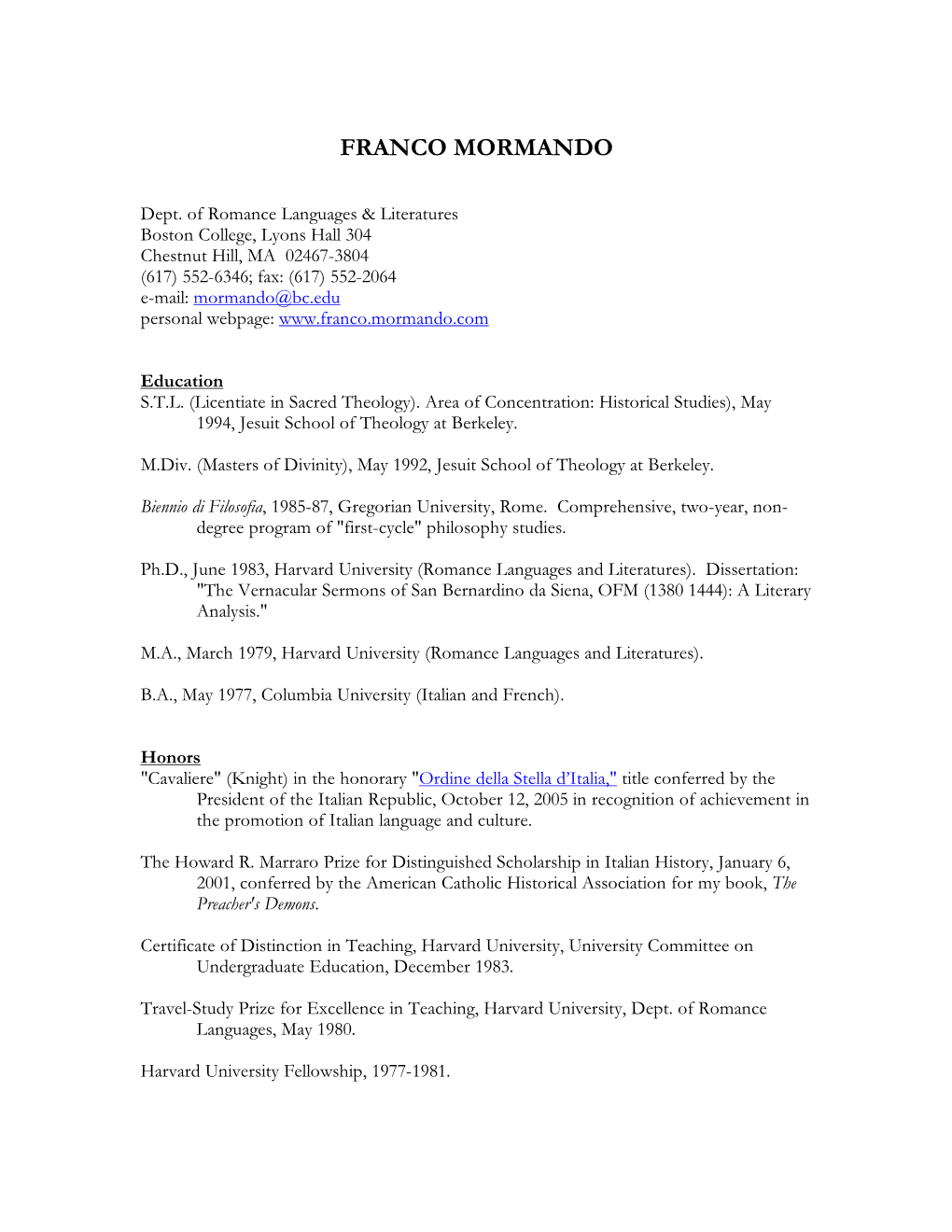 CV Mormando Complete July 2019