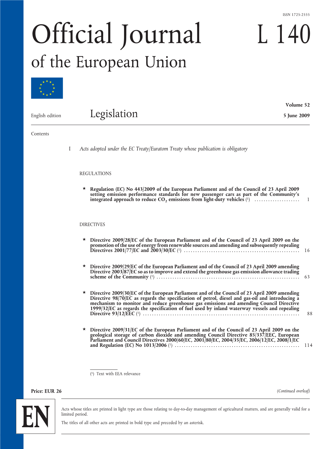 Official Journal L 140 of the European Union