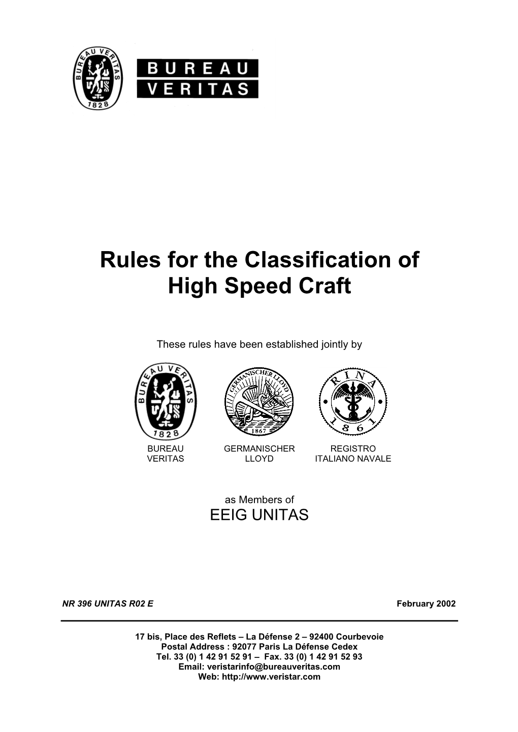 Rules for the Classification of High Speed Craft