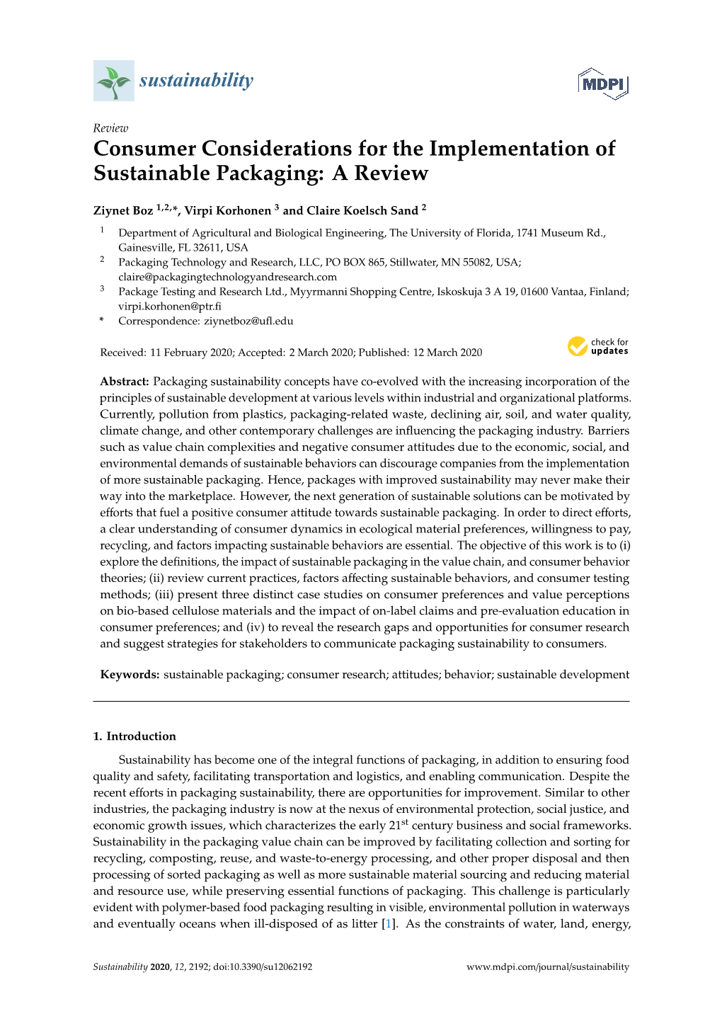 Consumer Considerations for the Implementation of Sustainable Packaging: a Review