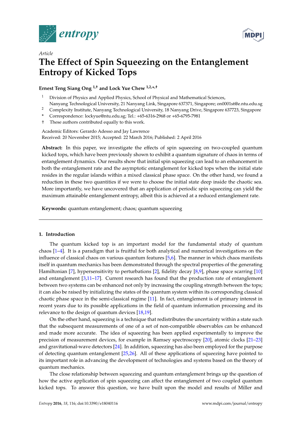 The Effect of Spin Squeezing on the Entanglement Entropy of Kicked Tops