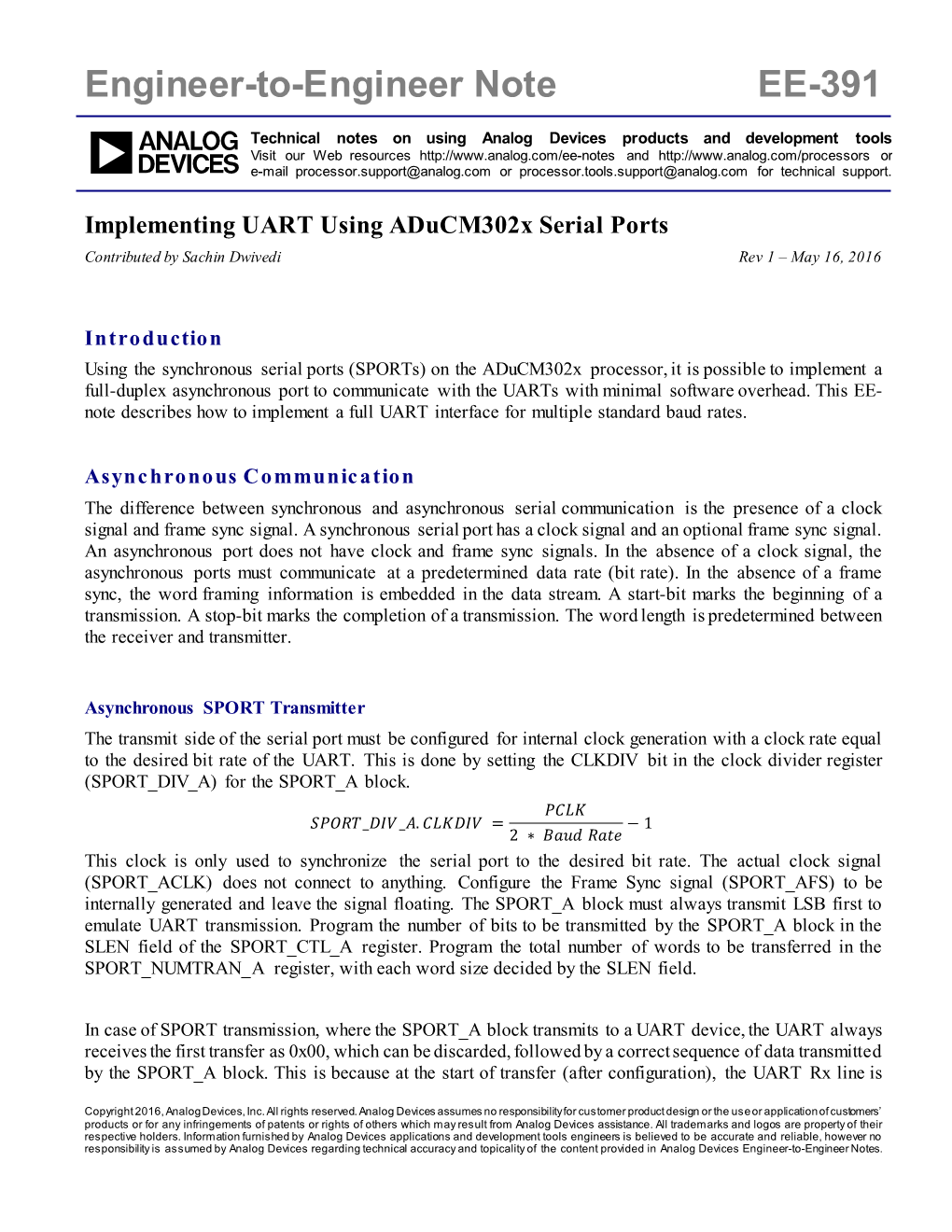 Implementing UART Using Aducm302x Serial Ports (EE-391) Page 2 of 18