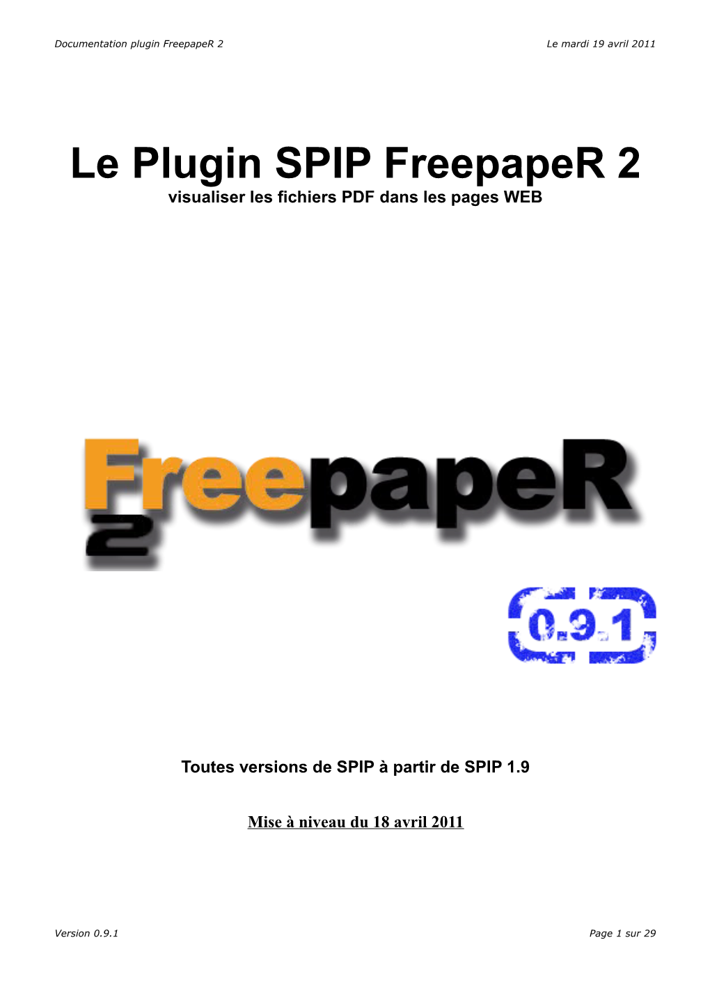 Le Plugin SPIP Freepaper 2 Visualiser Les Fichiers PDF Dans Les Pages WEB