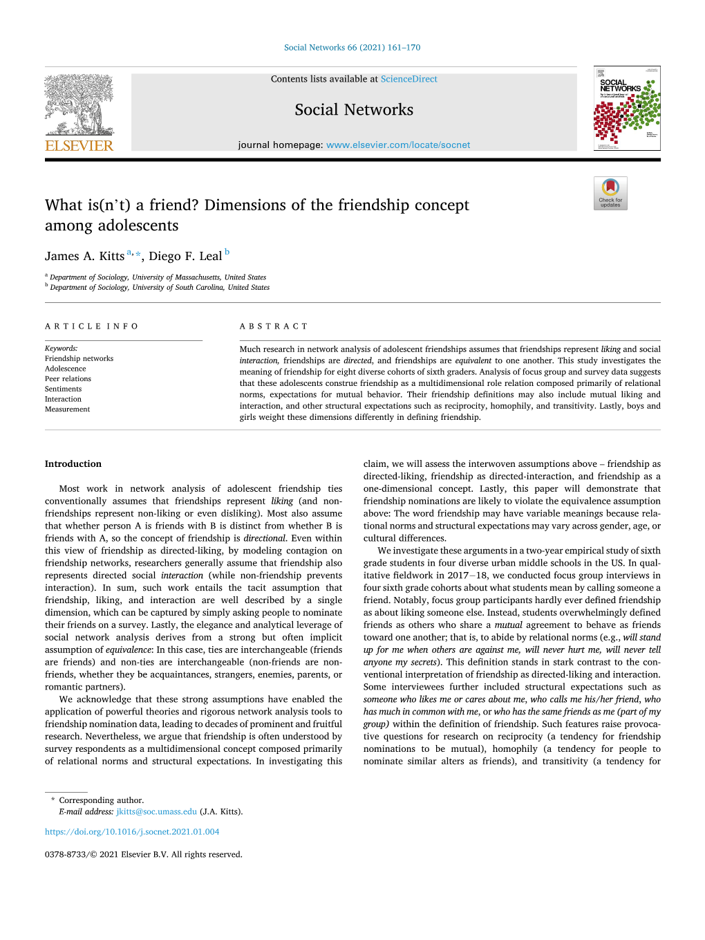 A Friend? Dimensions of the Friendship Concept Among Adolescents